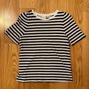 a new day, Navy/White Stripe Puff Sleeve Tee